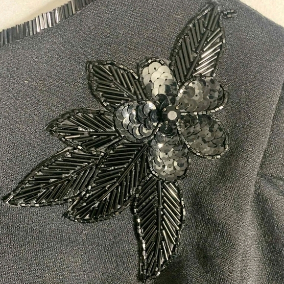 Vtg 80s JSJ John Roberts Black Beaded Peplum Dress - Picture 3 of 7